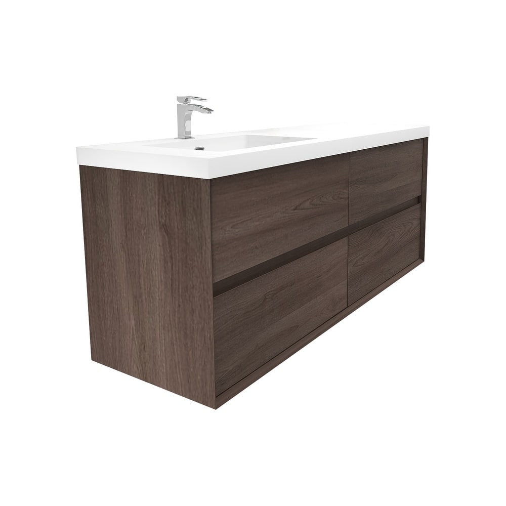 Selina 60" Wall Mounted Vanity with Single Sink on the Left - 60