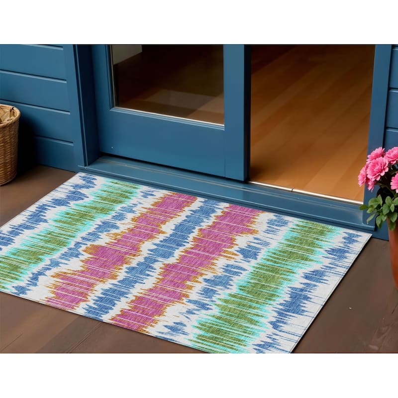 HomeRoots Striped Transitional Rectangle Outdoor Rug - 3' x 5'