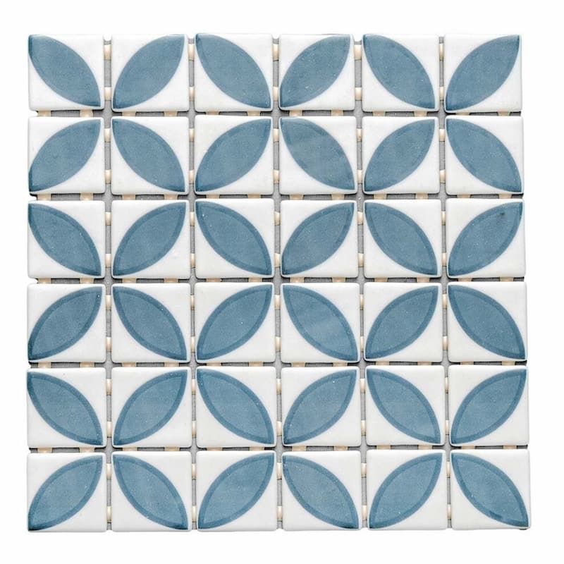 Eterna Lily 2x2 Matte & Shiny Glass Floral Mosaic Tile - Floor, Wall, Backsplash