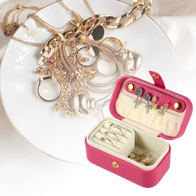 Mini Square Jewelry Box Jewelry Organizer Box for Travel for Trip 1 Pcs - Red