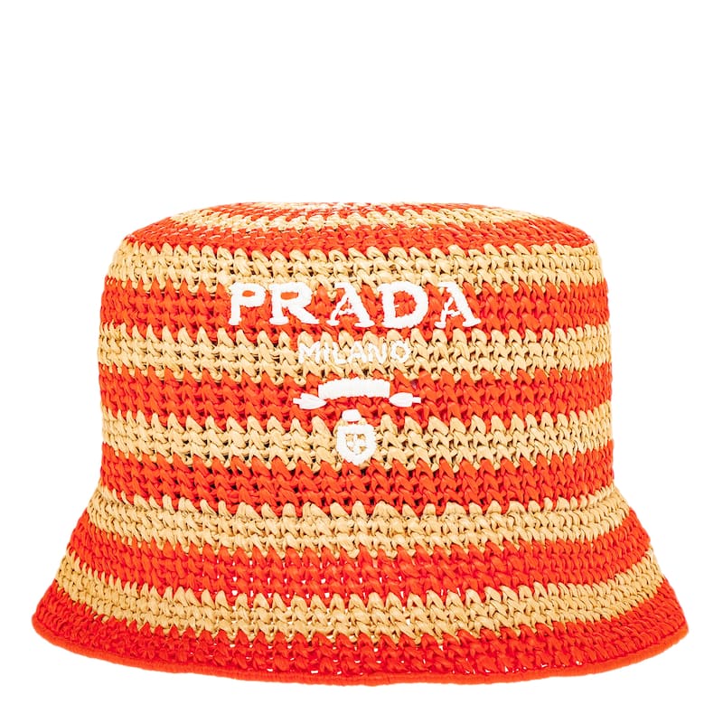 Prada Striped Raffia Bucket Hat - Adult M (7 - 7 1/8)