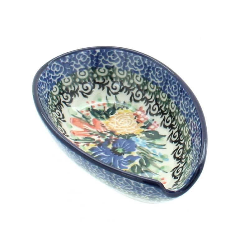 Blue Rose Polish Pottery 381 Ceramika Artystyczna Small Spoon Rest