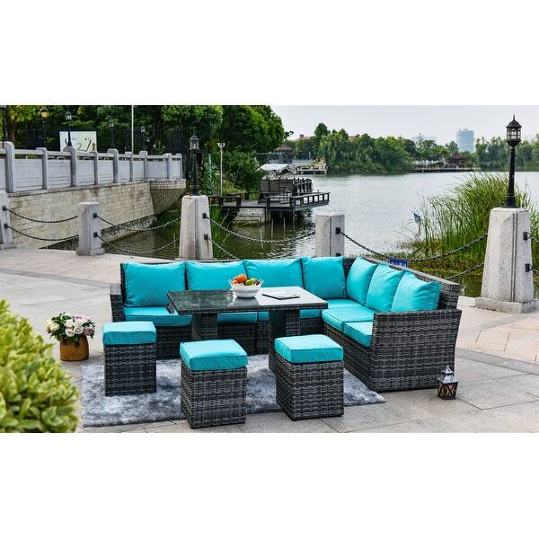 Shop Black Friday Deals On Attach 3 Colors Cushion Cover Outdoor Patio Garden Furniture Wicker Sofa Set Wish Cushions On Sale Overstock 31111923