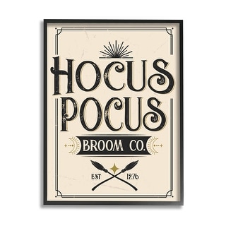 Stupell Vintage Hocus Pocus Broom Sign Framed Giclee Art, Design by Angela Nickeas - Bed Bath & Beyond - 36974746