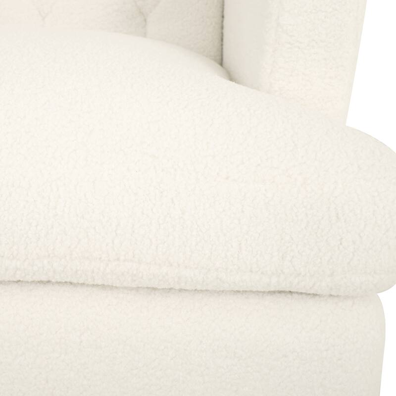 Modern 35.25" Upholstered Arm Chair with Birch Wood Legs amd Tufted Backrest for Living Room