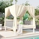 preview thumbnail 1 of 15, Roomfitters Outdoor Patio Sunbed with Curtains, High Comfort, Versatile Design Suitable for Multiple Outdoor Scenarios Beige