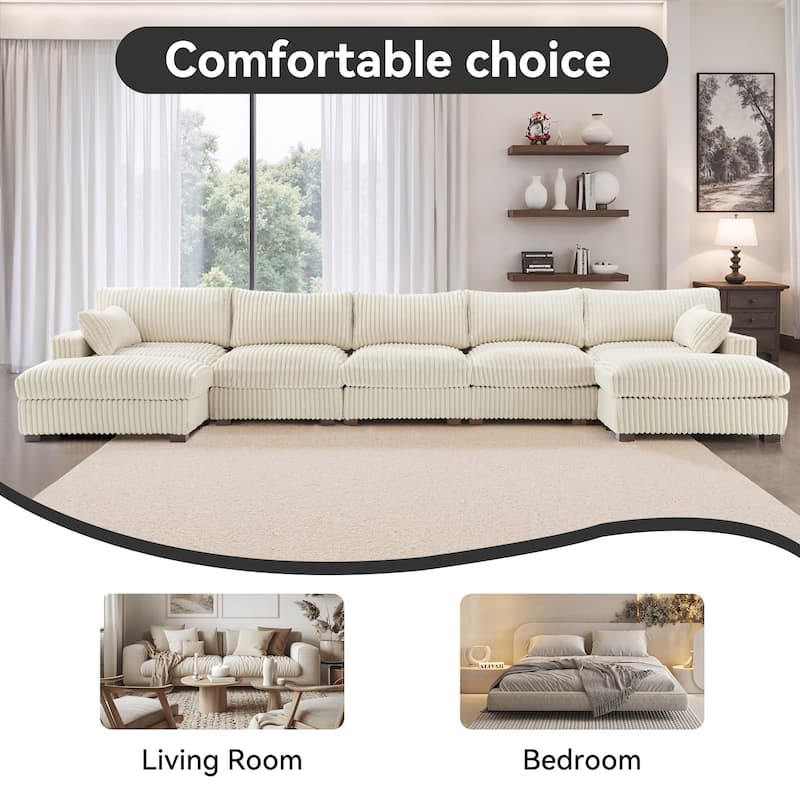 Oversized U-shaped Plush Modular Sectional Sofa Set