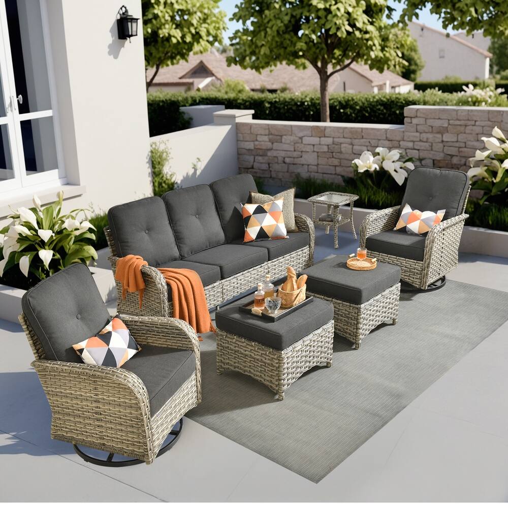 OVIOS 6-piece Patio Wicker Conversation Furniture Set