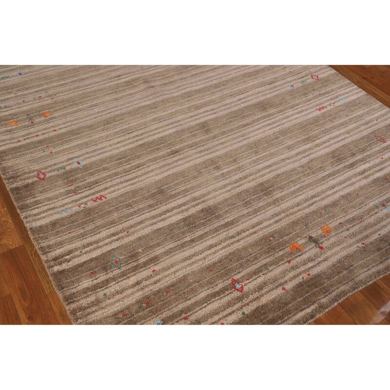 Hand Knotted Oriental 100% Wool Carpet Tribal Tribal Brown Gabbeh Area Rug - 8' 2'' X 5' 0''