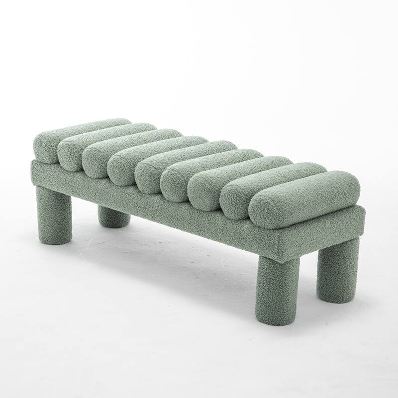 SEYNAR Modern Teddy Velvet Upholstered Rentangle Ottoman