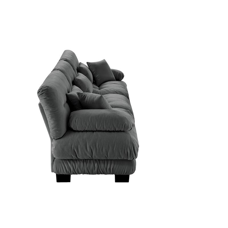 Roomfitters 3-Seater Modular Chenille Sofa, Deep Seat Cloud Couch with Round Bolster Armrests