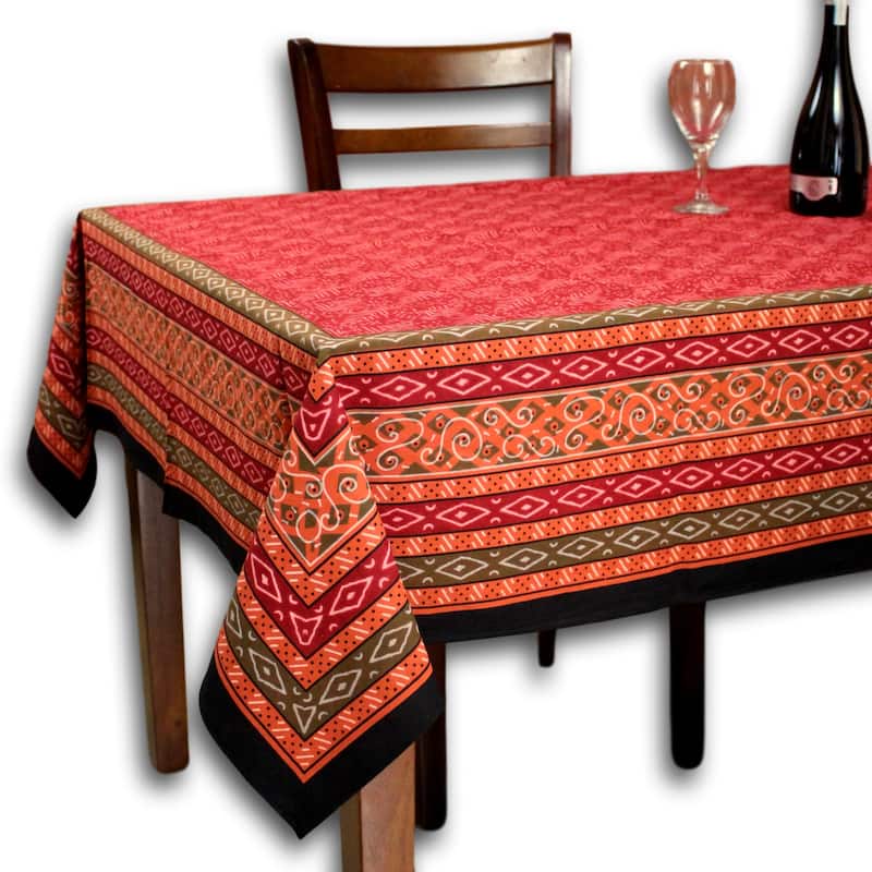 Cotton Block Print Luxurious Geometric Tablecloth Collection - 60 x 60 in