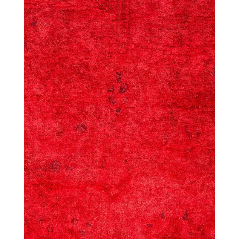 Overton Hand Knotted Wool Vintage Inspired Modern Contemporary Overdyed Red Runner Rug - 2' 8" x 12' 3"