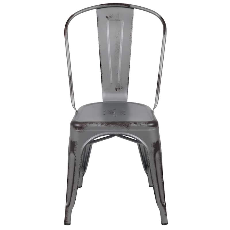 Distressed Metal Indoor/ Outdoor Stackable Chair