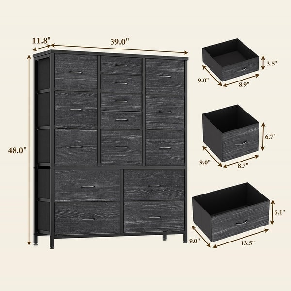 dimension image slide 1 of 6, 15 Drawers Dresser, Tall Dressers for Bedroom