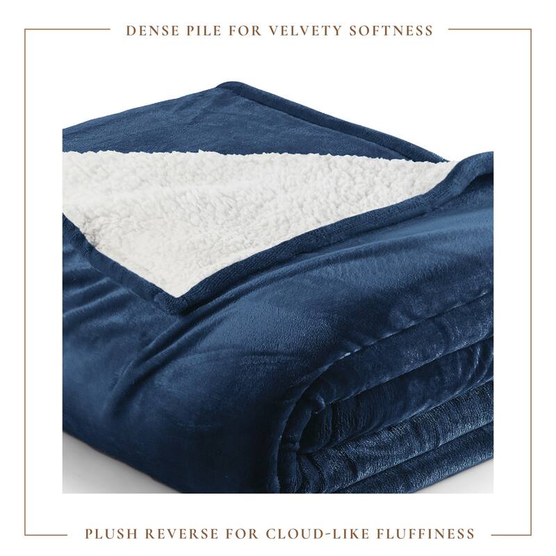 Linery & Co. Velvet Plush Reversible Sherpa Bed Blanket