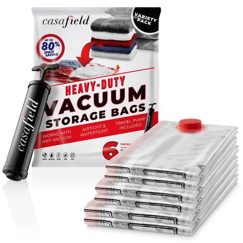 6 Pack Vacuum Space Storage Saver Bags with Travel Hand Pump