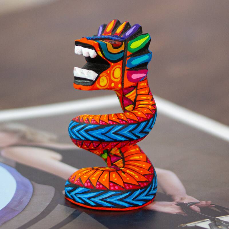 Novica Handmade Glorious Quetzalcoatl Wood Alebrije Figurine