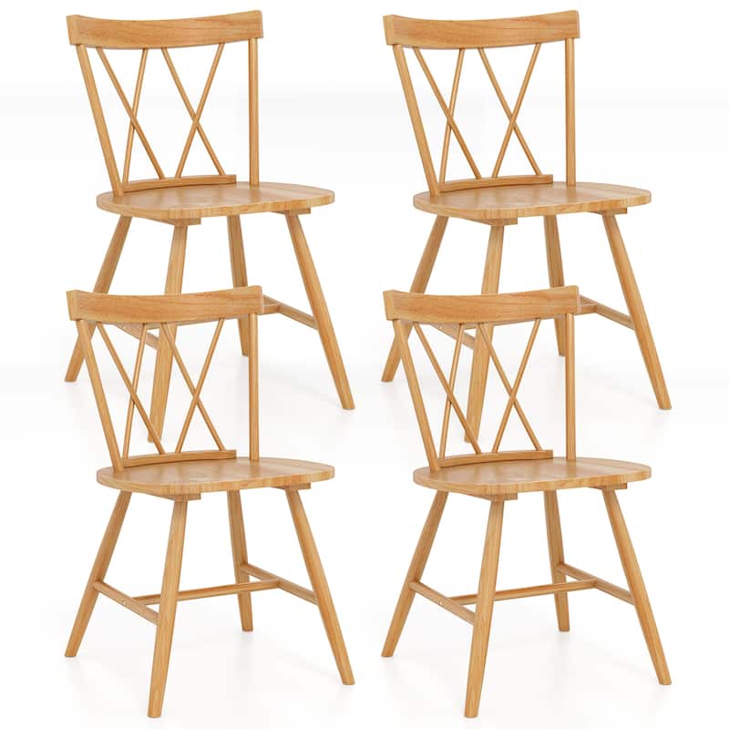 Costway Dining Chairs Set of 2/4 Farmhouse Kitchen Chair with Rubber - 4 PCS
