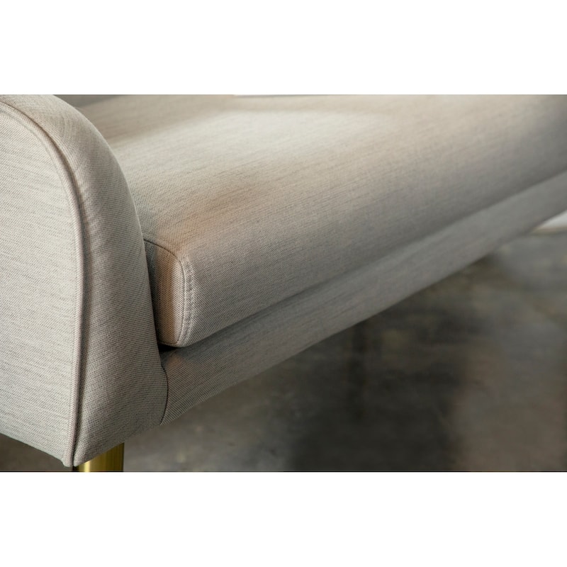 Mid Century Modern Design Light Grey Upholstered Accent Bench