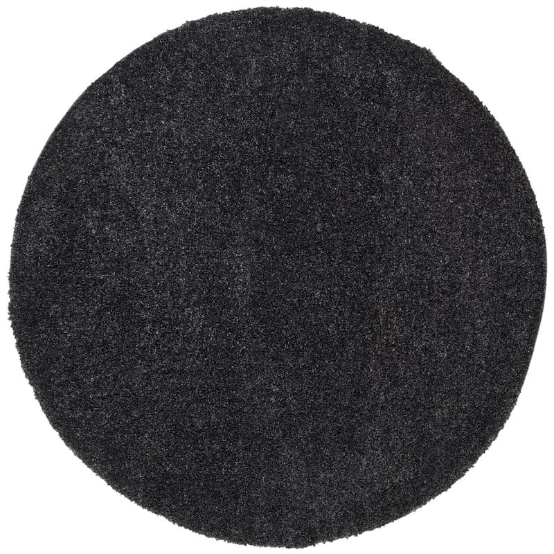 SAFAVIEH August Shag Solid 1.2-inch Thick Area Rug - 5'3" Round - Charcoal - Round