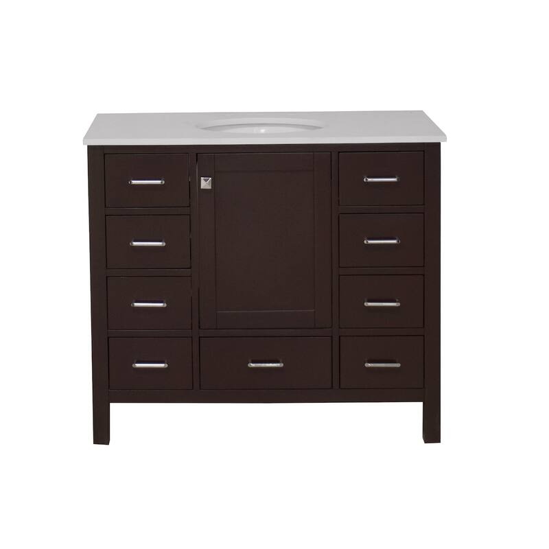 KitchenBathCollection Horizon 42" Bathroom Vanity with Engineered White Top