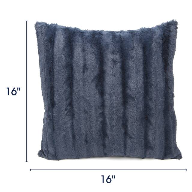 Cheer Collection Solid Color Faux Fur Throw Pillows (Set of 2) - Blue - 16 x 16
