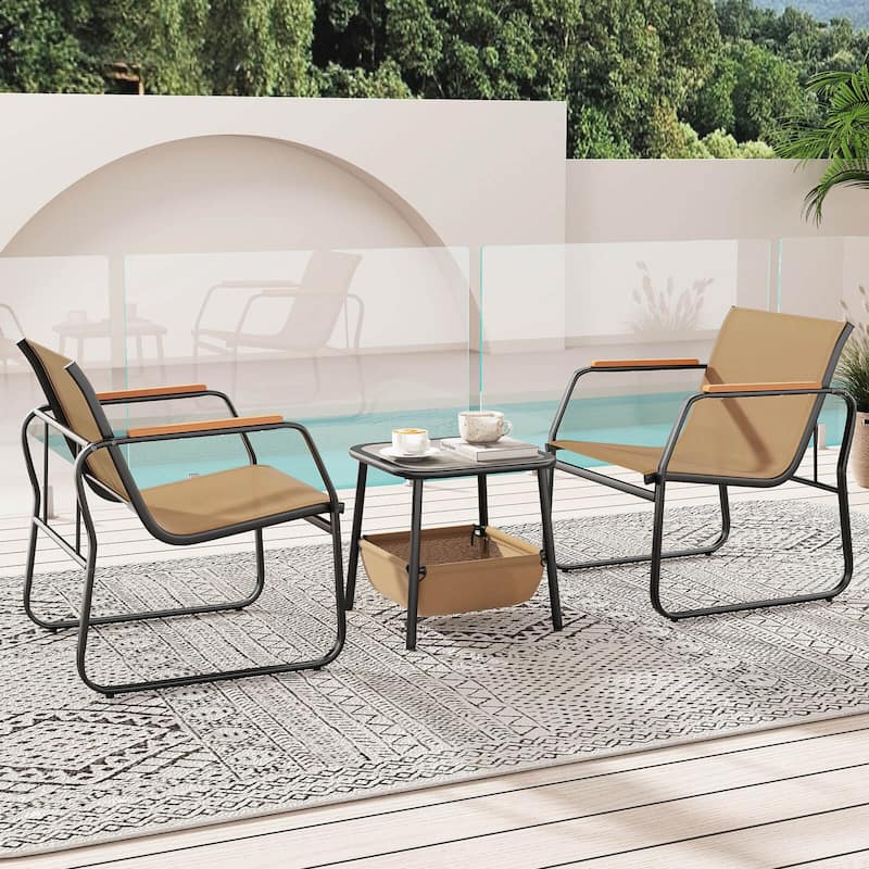 Costway 3 PCS Patio Furniture Set with Breathable Mesh Fabric and - See Details