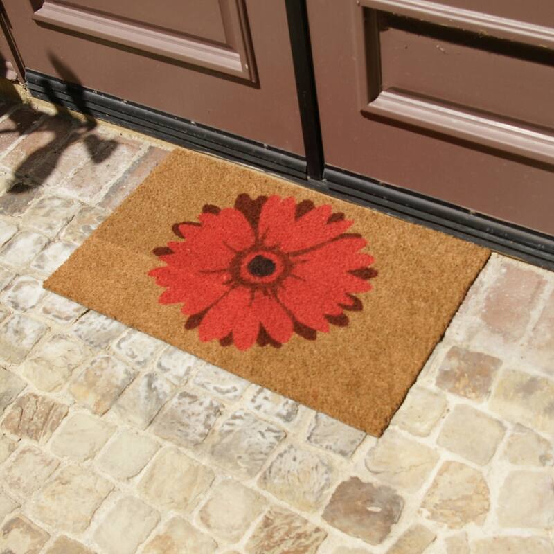Rubber-Cal "Red Daisy" Flower Door Mat, 18 x 30"