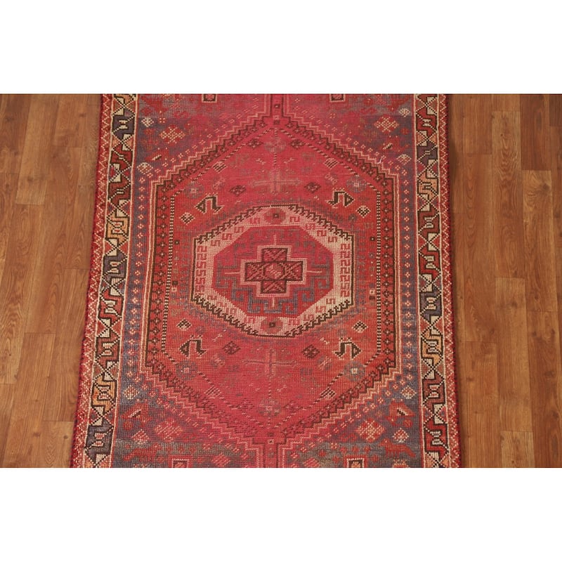 Tribal Qashqai Persian Antique Area Rug Hand-knotted Wool Carpet - 3'4"x 4'10"