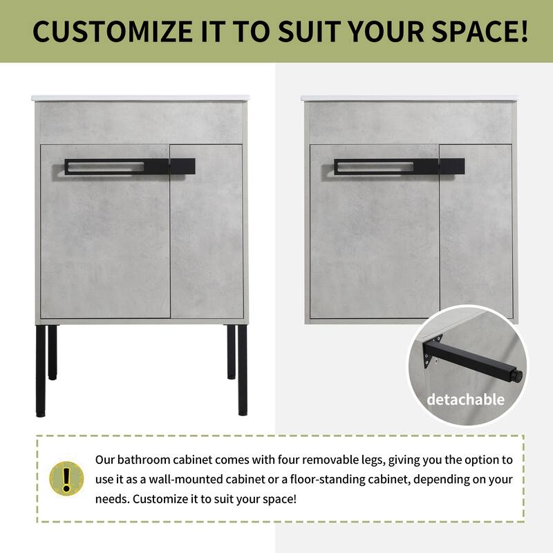 Beingnext 24"/30"/36" Bathroom Vanity with Sink, Freestanding/Floating Bathroom Vanity with Soft Close Door and Adjustable Shelf