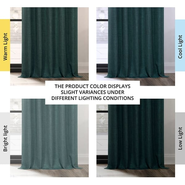 dimension image slide 7 of 18, Exclusive Fabrics Textured Faux Linen Extra Wide Room Darkening Curtains for Bedroom & Living Room Curtains (1 Panel)