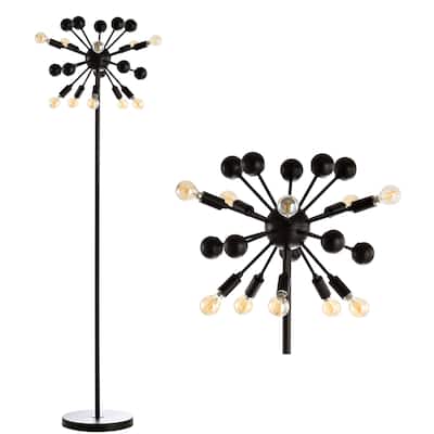 Clara 10-Light 63" Modern Sputnik Metal LED Floor Lamp, Black by JONATHAN Y - 63" H x 19" W x 19" D