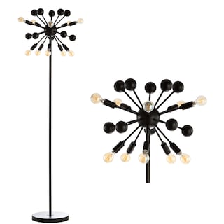 Clara 10-Light 63" Modern Sputnik Metal LED Floor Lamp, Black by JONATHAN  Y