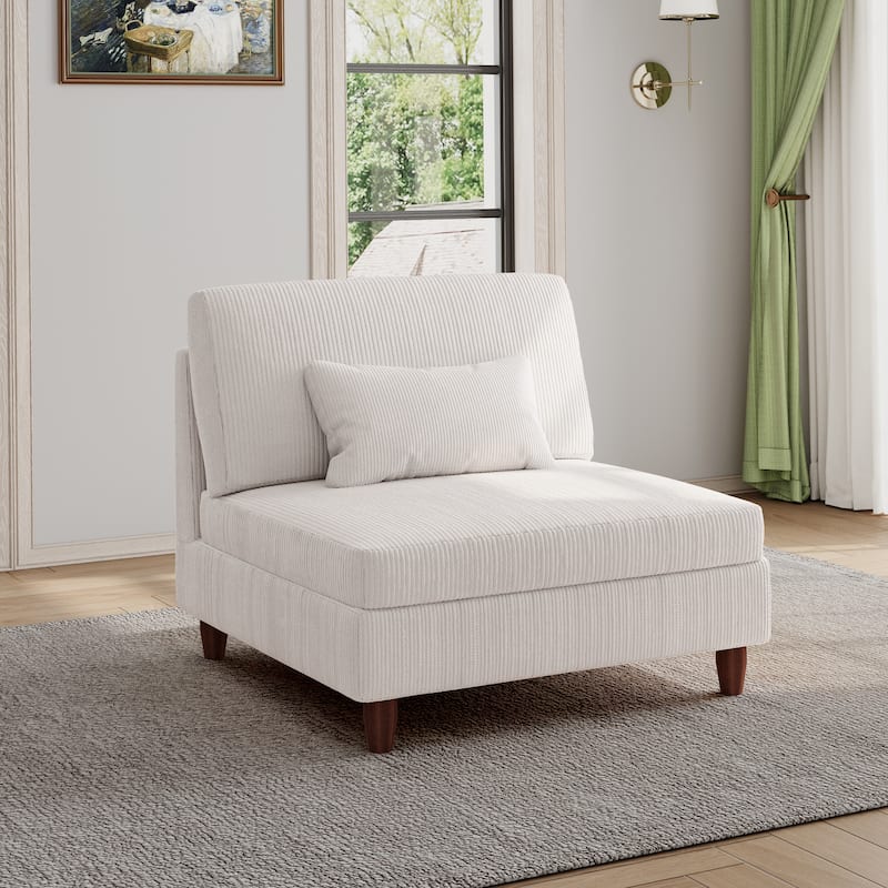 Corduroy Armless Chair Accent Chair Sofa - Beige