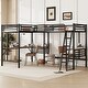 preview thumbnail 5 of 11, Industrial Design L-shaped Twin Metal Loft Bed with Two Built-in Desks