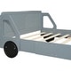 preview thumbnail 11 of 33, Twin/Full Car Bed for Kids, Car Shaped Platform Bed with Wheels, Headboard and Footboard, Toddler Car Bed Slat Support