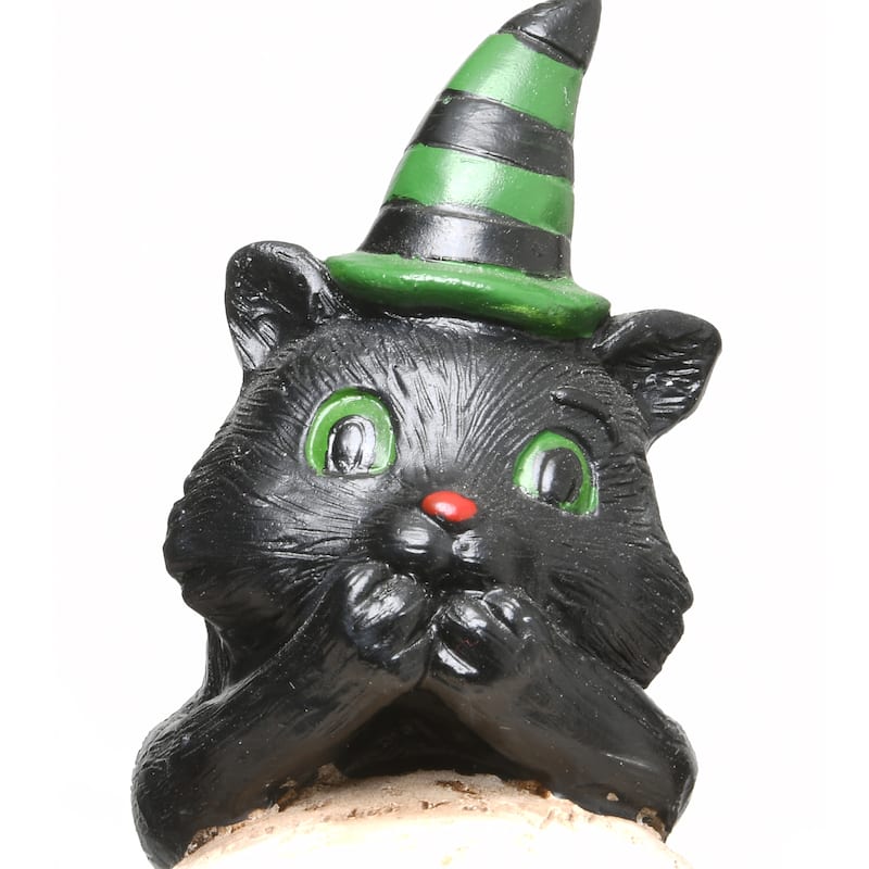 National Tree Company Halloween Three Black Cats and EEK Skull Sign Decoration, 5 Inches