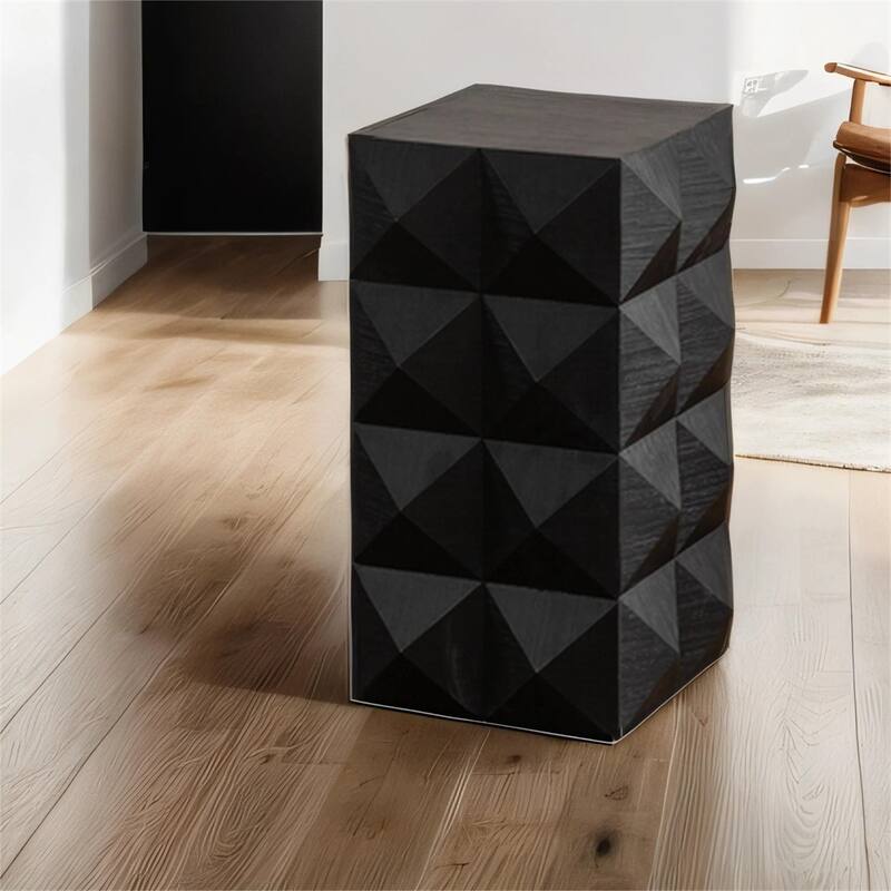 23.62" Wood Coffee Table with Embossed Pattern Design
