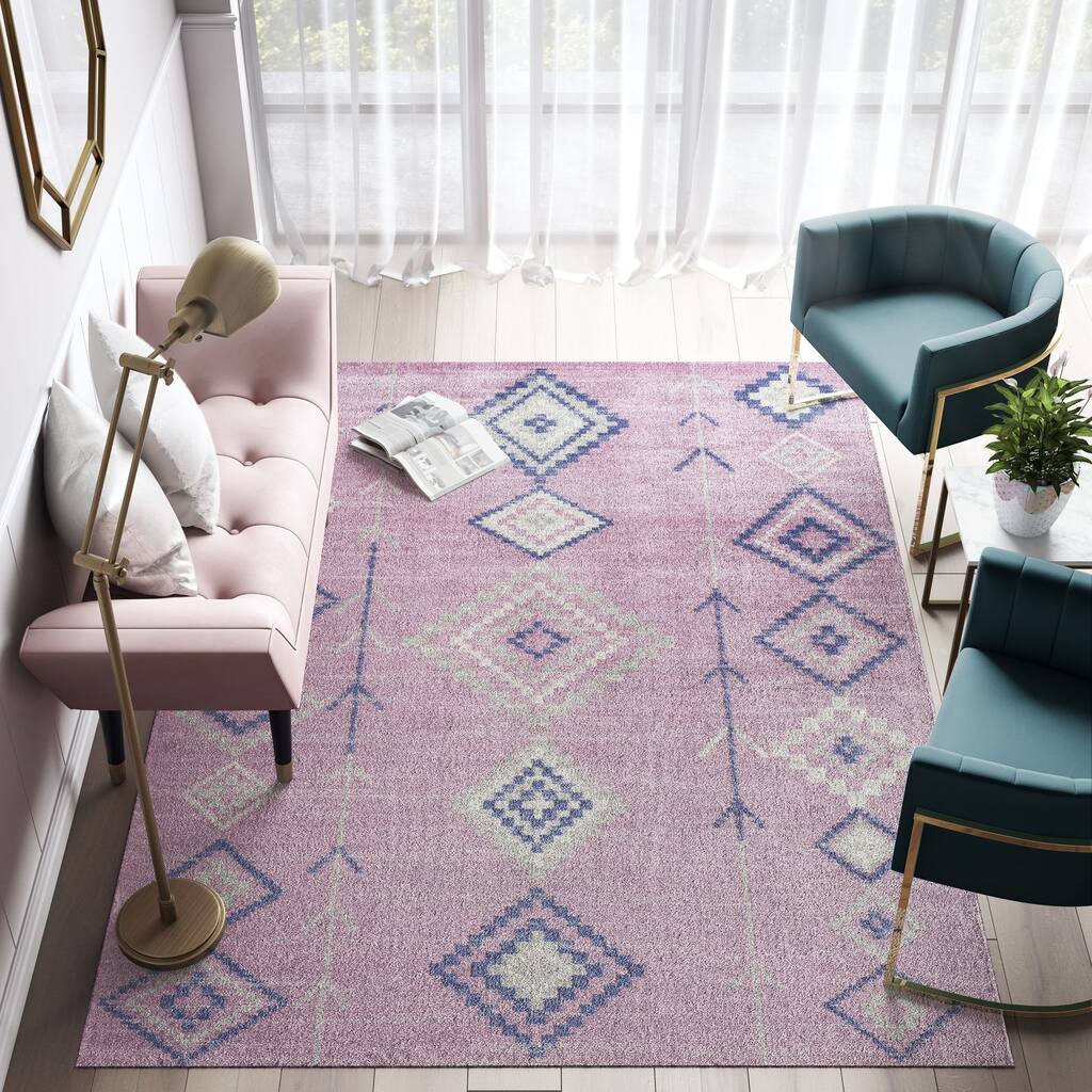 Soleil Moroccan Tribal Native Pink Area Rug By COSMOLiving By Cosmopolitan