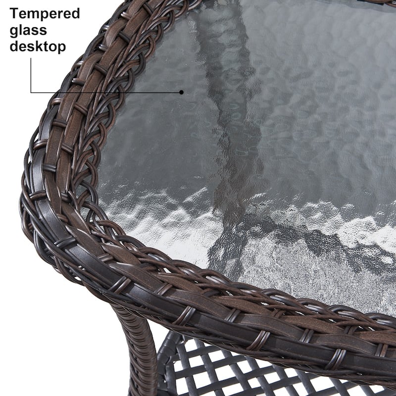 360° Rotating Wicker Patio Bistro Sets with Coffee Table - Brown