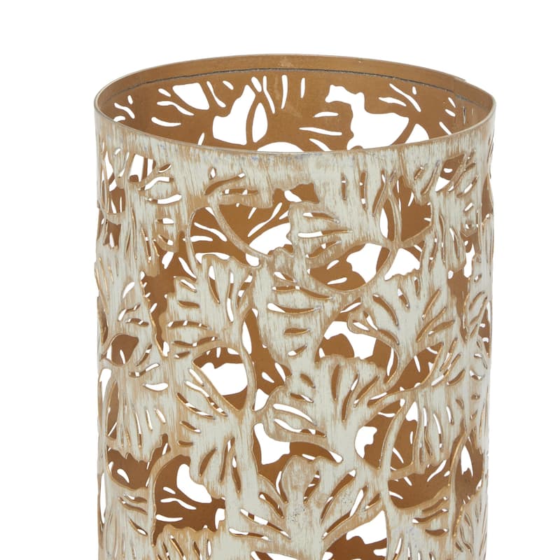 Metal Tree Decorative Indoor Outdoor Candle Lantern with Gold Interior - Set of 3 Gold or Bronze - Roche River Decor