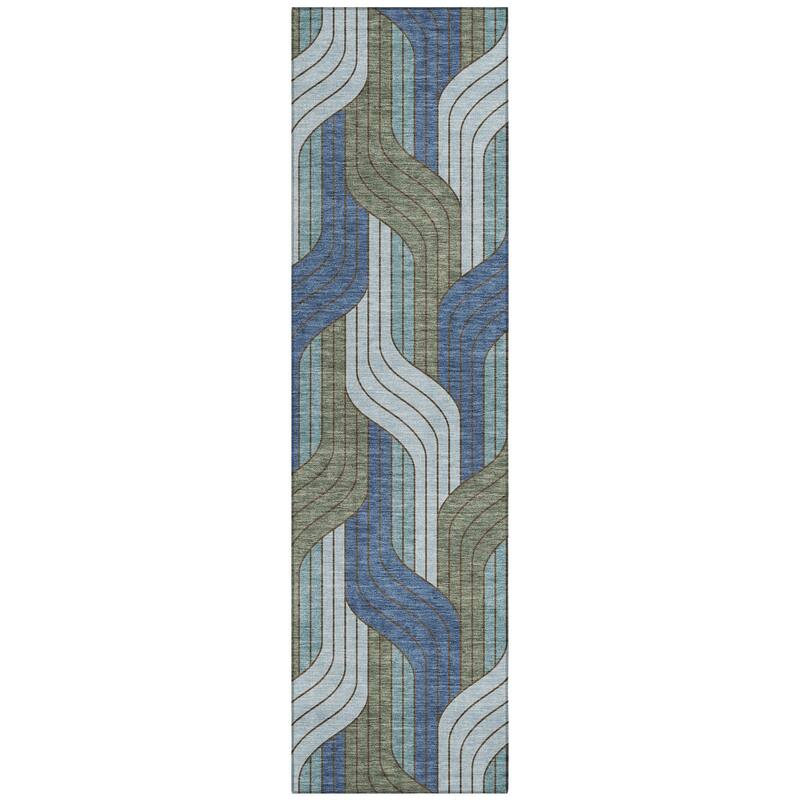 Machine Washable Indoor/ Outdoor Modern Pathway Chantille Rug