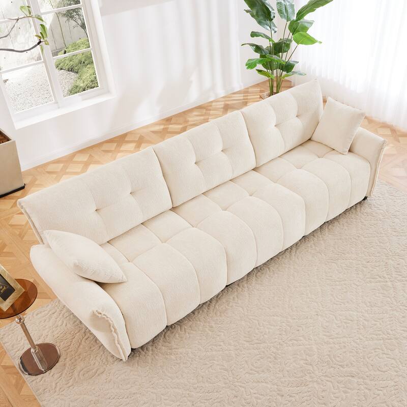 110.2" Chenille 4-Seat Sofa with Tufted Design & Sponge Cushions