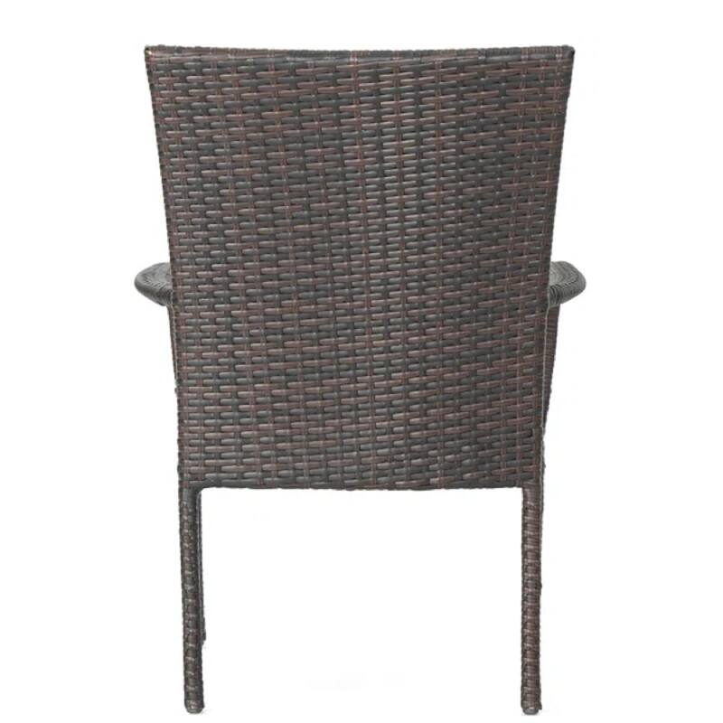 Roomfitters Outdoor Wicker Stacking Chairs, Transitional PE Rattan with Curved Armrests