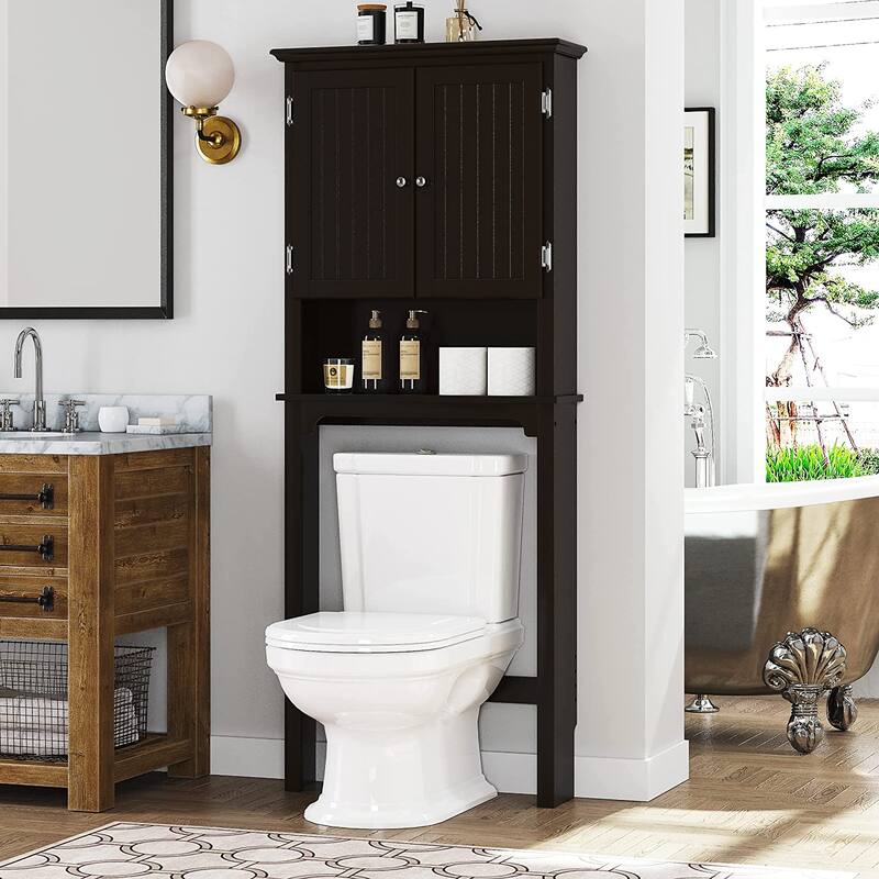 UTEX Bathroom Storage Over The Toilet, Bathroom Cabinet Organizer with Adjustable Shelves and Double Doors