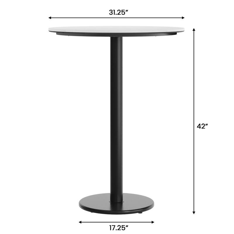 Commercial HPL Tabletop with Bar Height Round Base