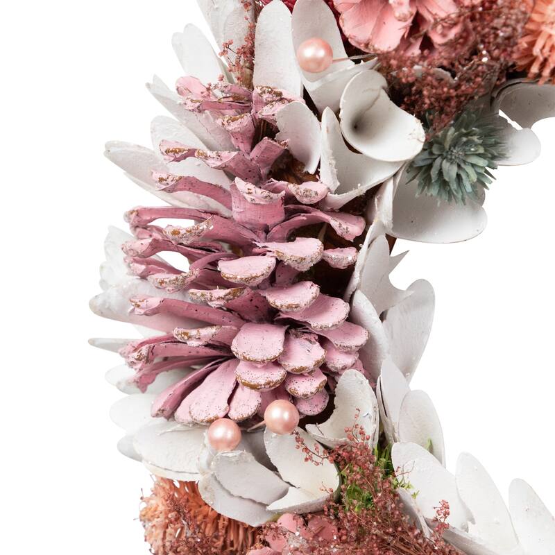 Frosted Thistle and Pinecone Artificial Christmas Wreath - 14" - Unlit
