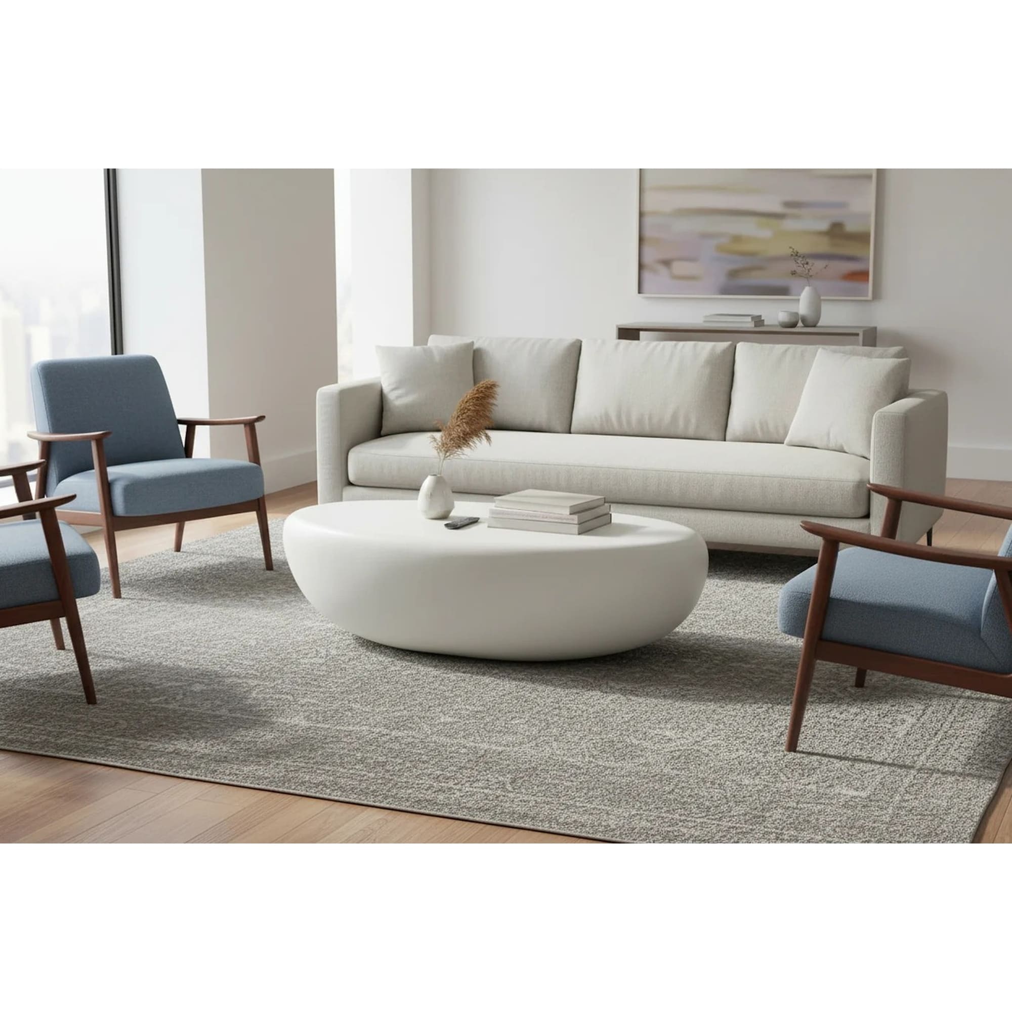 Zenstone Indoor Outdoor Coffee Table in White Concrete Finish