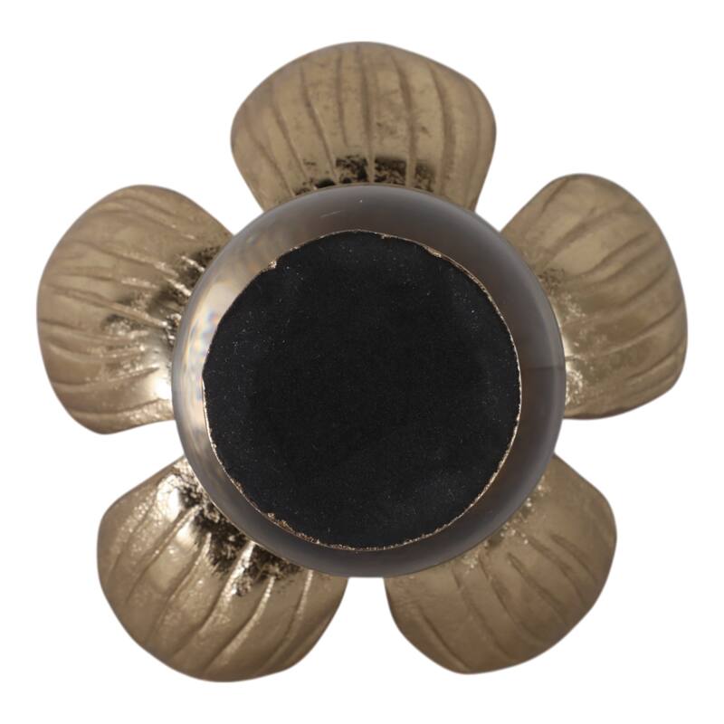 Metal Sculpture Flower Statue with Orb Base Decorative Style - 5" Gold - 5.5" x 5.5" x 5"